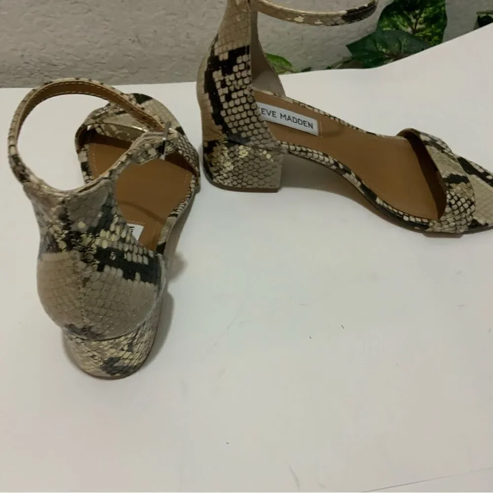 Steve Madden Irenee Snake Print Block Heel Sandals​ size 6 M New
